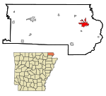 Clay County Arkansas Incorporated and Unincorporated areas Piggott Highlighted